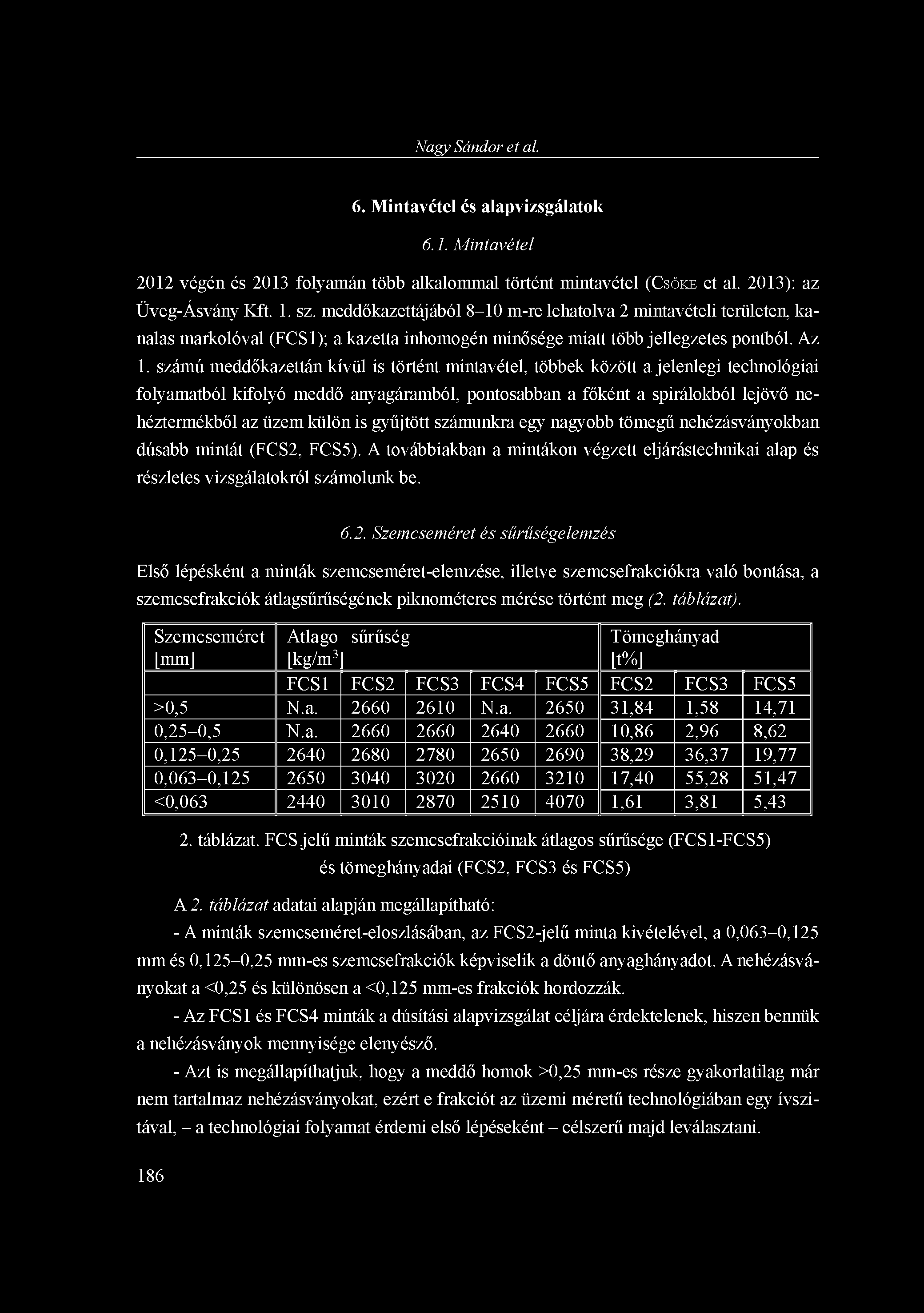 Nagy Sándor et al. 6. Mintavétel és alapvizsgálatok 6.1. Mintavétel 2012 végén és 2013 folyamán több alkalommal történt mintavétel (CSÖKE et al. 2013): az Üveg-Ásvány Kft. 1. sz.