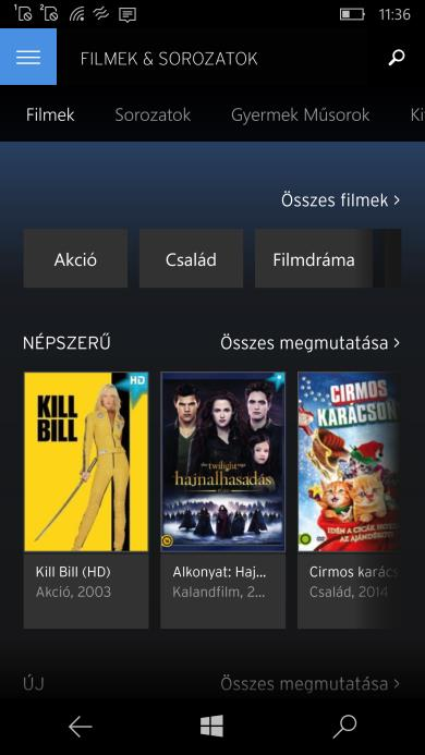 2.) Filmek & sorozatok menüpont bemutatása Lépjen be a főmenübe, majd érintse meg a Filmek & sorozatok menüpontot, ezt követőenválassza ki azt a Video OnDemand (MyPrime) vagy ChannelOnDemand (TV-Tár)
