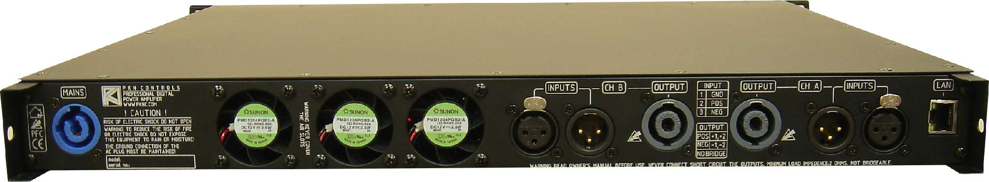 1.2. Rear Panel / Hátlap 1.3 230 VAC input: 230 VAC main connector (POWERCON). The AC Main connection is made via NEUTRIK POWERCON connector on the rear side of the device.