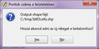 A megjelenő panelen válasszuk a Yes-t, amellyel behozzuk az új réteget, majd kattintsunk a Pontok száma a