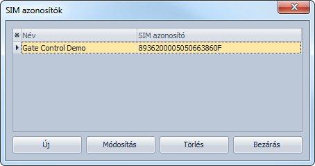 A SIM azonosító szerkesztőablakban lehetősége van új SIM azonosítót hozzáadni, meglévőt törölni, vagy meglévő azonosítót és a hozzá tartozó nevet módosítani.