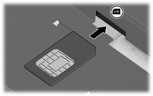 A SIM-kártya behelyezése VIGYÁZAT! SIM-kártyát. A csatlakozók sérülésének elkerülése érdekében minimális erőkifejtéssel helyezze be a A SIM-kártya behelyezése: 1. Állítsa le a számítógépet.