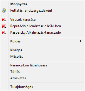 H A S Z N Á L A T I Ú T M U T A T Ó Az alkalmazás reputációjának ellenorzése akkor érheto el, ha beleegyezett a Kaspersky Security Network hálózatban való részvételbe.