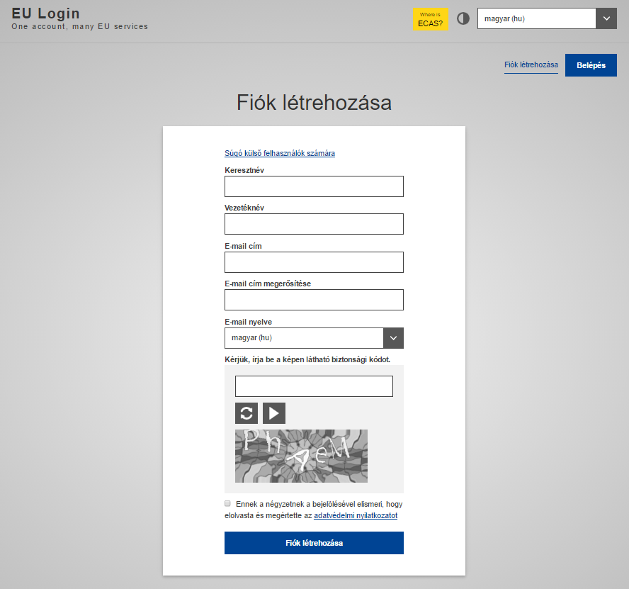 EU Login regisztráció Ha már