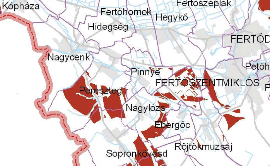 21 Szélerőmű elhelyezéséhez további vizsgálatra ajánlott terület övezete Győr-Moson-Sopron Megye Területrendezési Terve Kivonat a Szélerőmű elhelyezéséhez további vizsgálatra ajánlott terület övezete