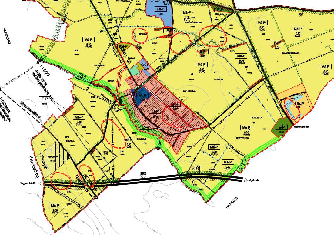 24 A hatályos településrendezési tervek és a tervezett nyomvonal összevetése, a szükséges változtatások bemutatása