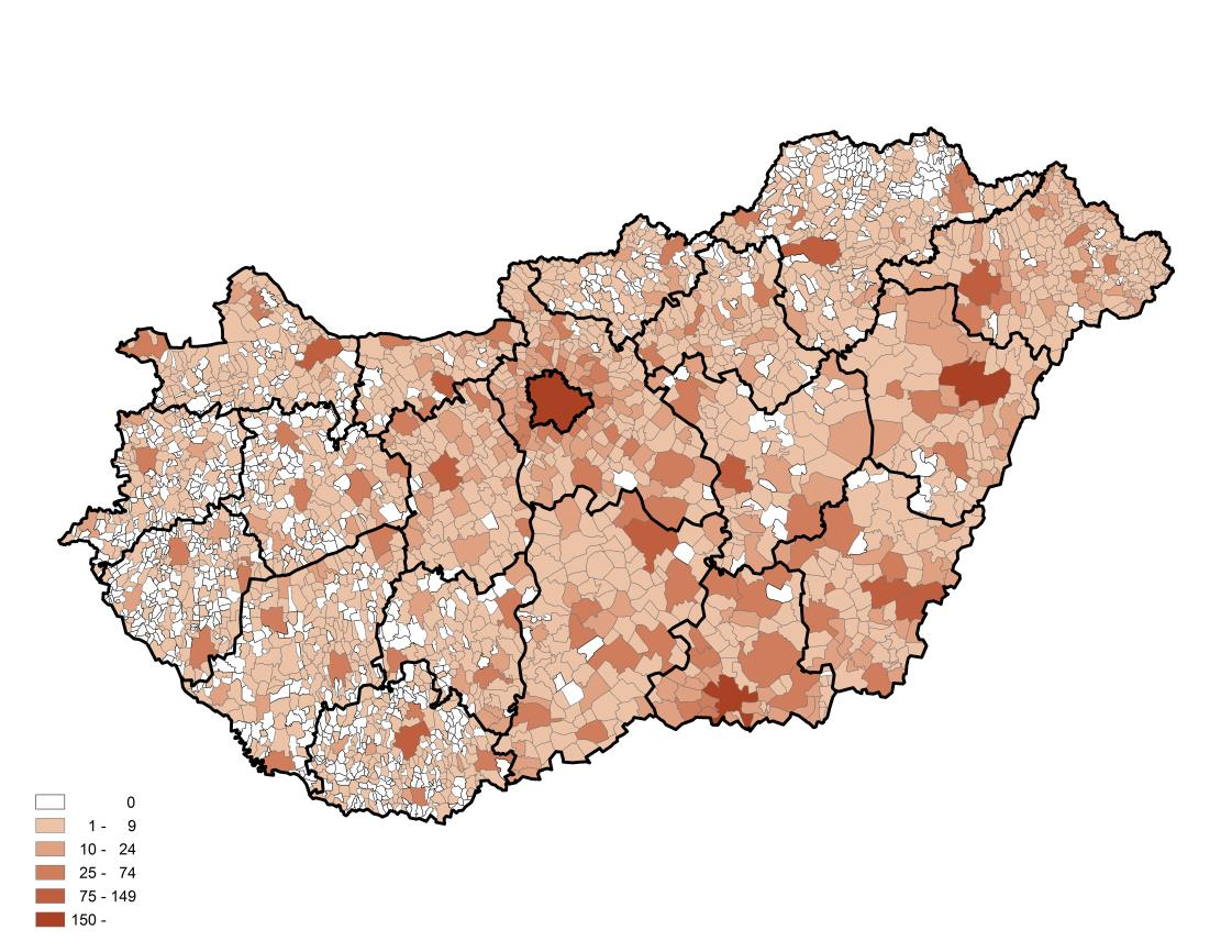 A többi szomszédos ország sokkal kevesebb települési összekötöttséggel (és migránssal) rendelkezik Magyarországon. Itt is mindenhol a főváros erősödő dominanciája mutatkozik meg.