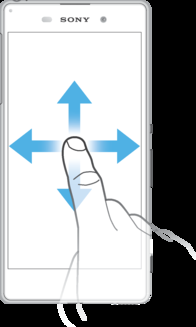 Csúsztató ujjmozdulatok Lista görgetése felfelé vagy lefelé Görgetés balra vagy jobbra, például a kezdőképernyő