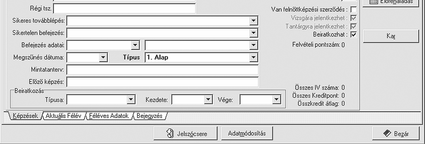 Innen indíthatók azon programok, amelyek a hallgató tanulmányi feladatainak elvégzéséhez szükségesek (pl. tantárgyfelvétel, vizsgajelentkezés, pénzügyek, ösztöndíj-ellenőrzés, stb.