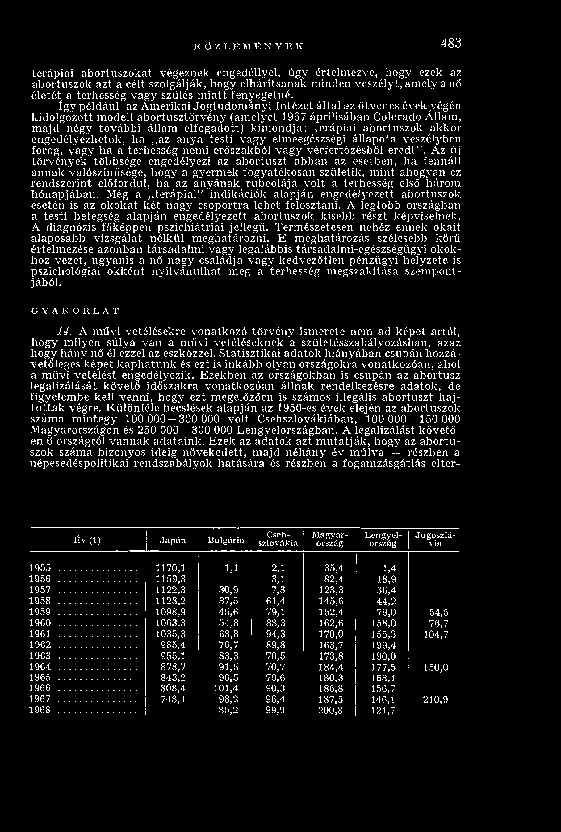 Így például az Amerikai Jogtudom ányi Intézet által az ötvenes évek végén kidolgozott modell abortusztörvény (am elyet 1967 áprilisában Colorado Állam, m ajd négy további állam elfogadott) kim ondja: