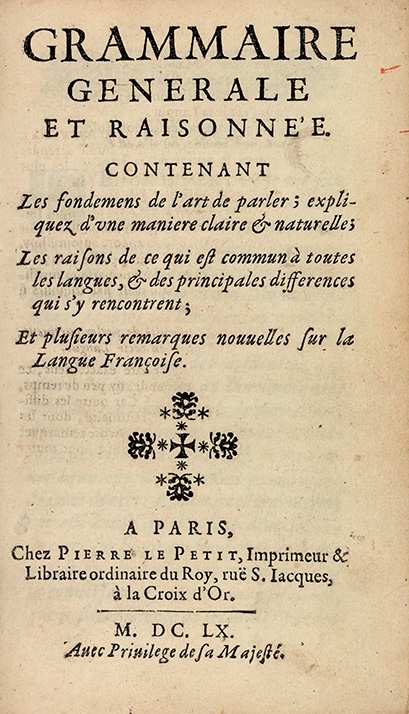Szófajok a Port-Royal nyelvtanban, 1660 Gondolataink tárgyai egyfelől a dolgok, mint a föld, a Nap, a víz, a fa, amelyeket rendesen szubsztanciáknak hívunk.