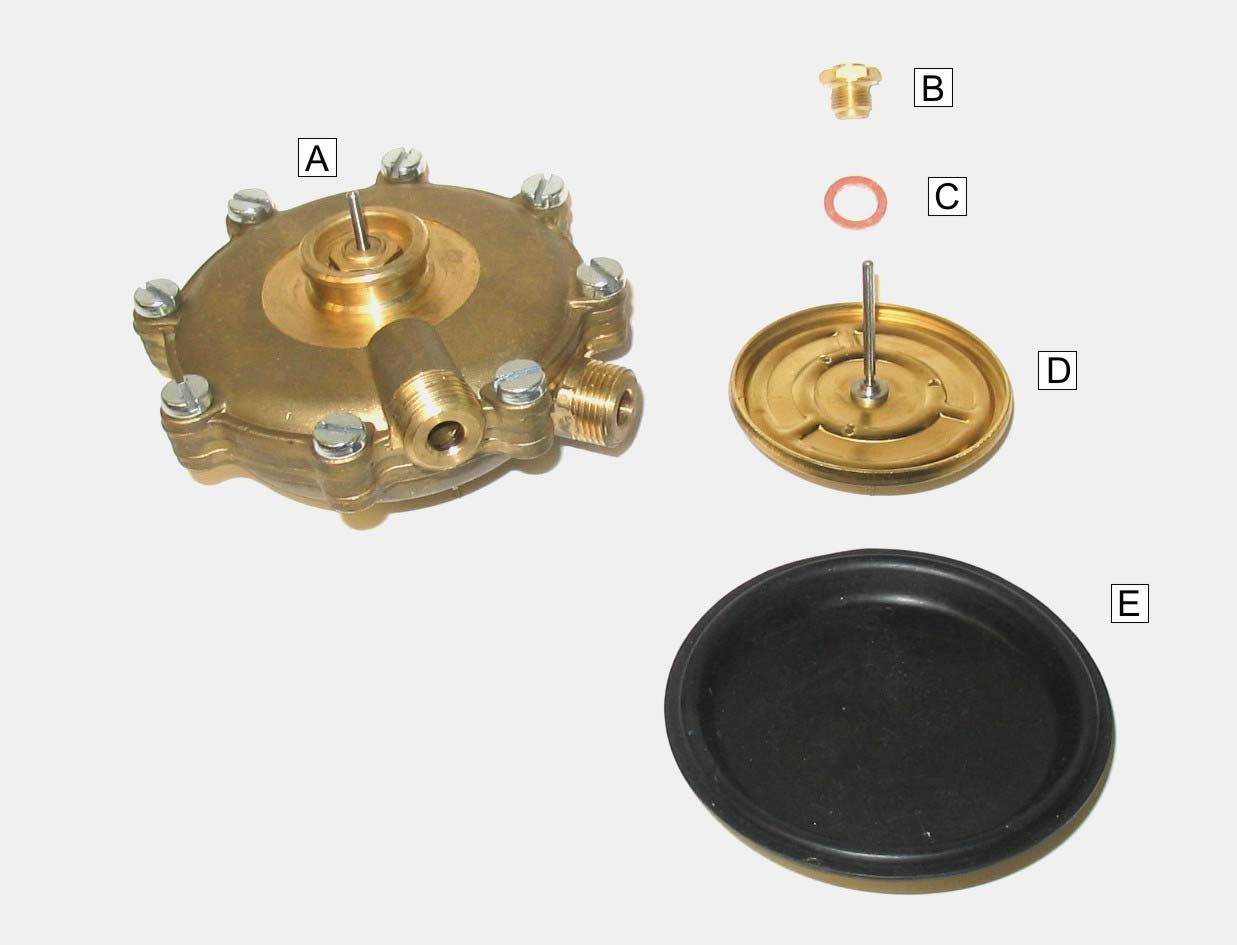 VIZARMATÚRA Membran-type water-flow actuator A 8266-101 Szerelt vízarmatúra Water-flow actuator complete B 8120-101 Vízarmatúra tömszelence