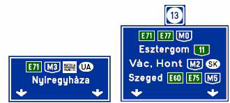 139/a. ábra 139/b. ábra [A tájékoztatást adó jelzőtáblák a következők:] y/1. Útvonal megerősítő tábla (145/a.