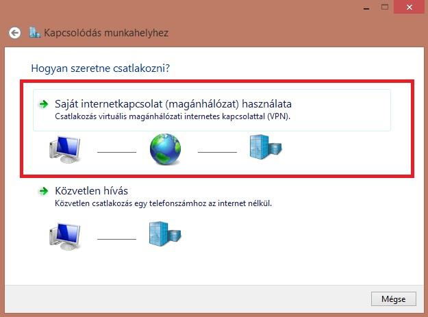 4. Kattintson a Saját internetkapcsolat (magánhálózat)