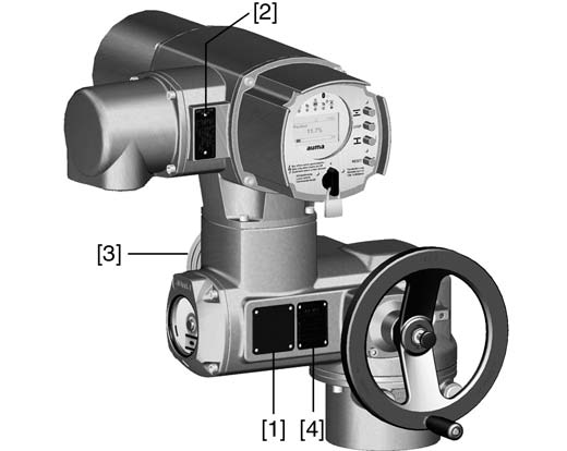 Azonosítás SQ 05.2 SQ 14.2/SQR 05.2 SQR 14.2 Vezérlőegység: elektronikus (MWG) 2. Azonosítás 2.1. Típustábla Minden eszközkomponens (hajtómű, vezérlés, motor) típustáblával van megjelölve.