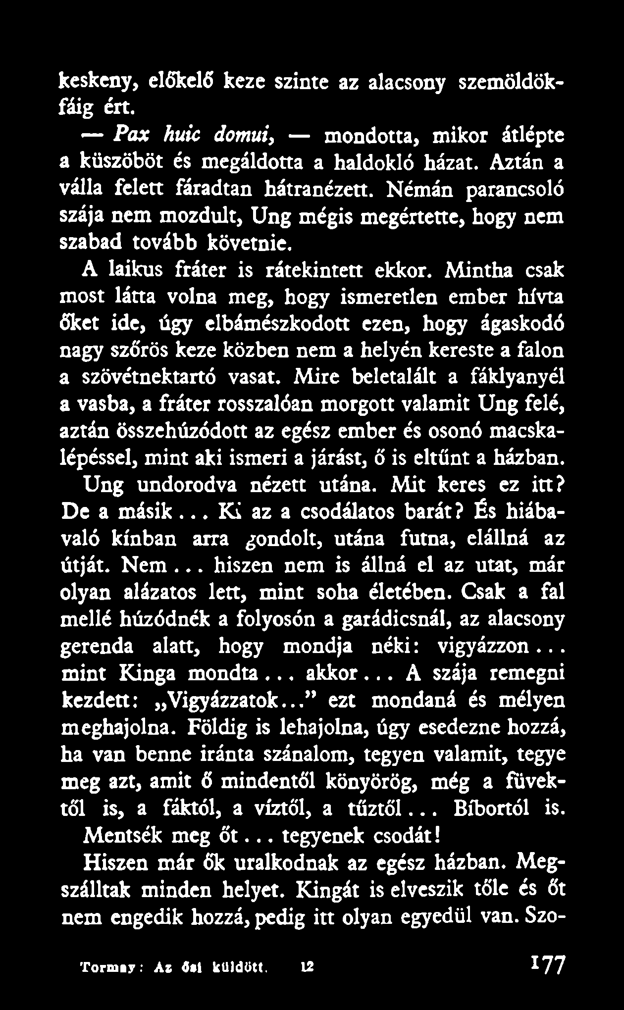 Mintha csak most látta volna meg, hogy ismeretlen ember hívta őket ide, úgy elbámészkodott ezen, hogy ágaskodó nagy szőrös keze közben nem a helyén kereste a falon a szövétnektartó vasat.