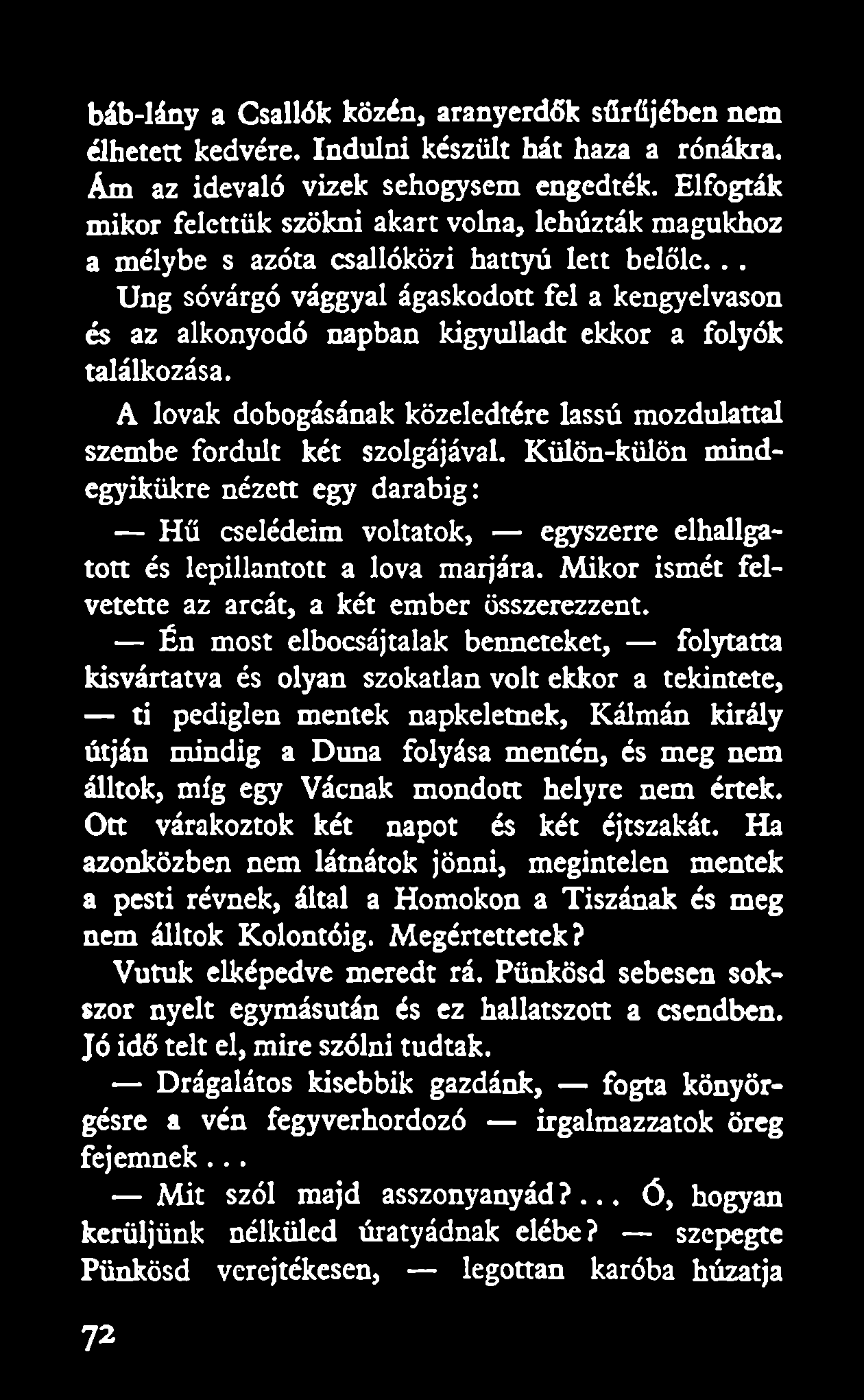 báb-lány a Csallók közén, aranyerdők sűrűjében nem élhetett kedvére. Indulni készült hát haza a rónákra. Ám az idevaló vizek sehogysem engedték.