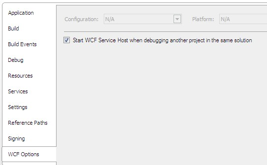 7. ábra WCF Service host kikapcsolása Ezután hozzá kell adni a solution-höz egy új ConsoleApplication projektet, majd a WCF