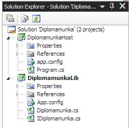 ábra A hosztoló projekt hozzáadva A hosztolást a ServiceHost osztály fogja végezni, ami a System.