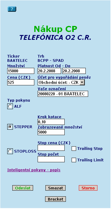 STEPPER (SPAD) Reaguje na vývoj v zmene štruktúry ponuky a dopytu, tak aby bola zachovaná priorita pokynu (obvykle 1. miesto na dopyte/ponuke).