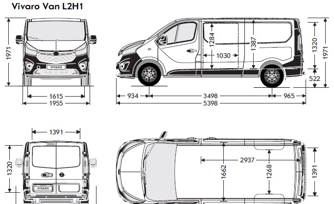 Megengedett össztömeg 274 292 Belső méretek (l) L1