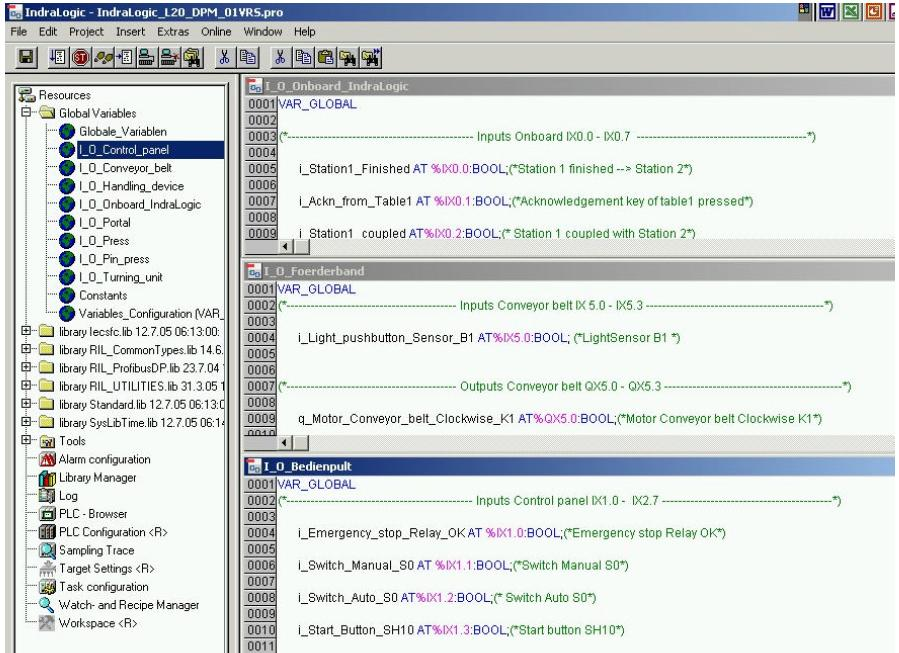 Azután válassza ki a Resources -t és nyissa meg a Global Variable listát. Importálja a változókat a Global_Variables_Station2.