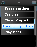 Menet közbeni lejátszási lista mentése Elmentheti a Playlist on the go (Lejátszási lista menetközben) tartalmát.