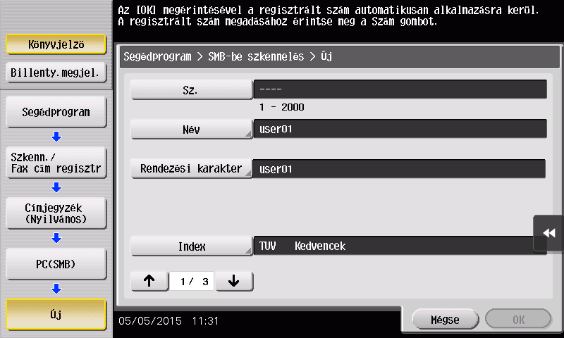 Szkennelés küldéshez funkció.