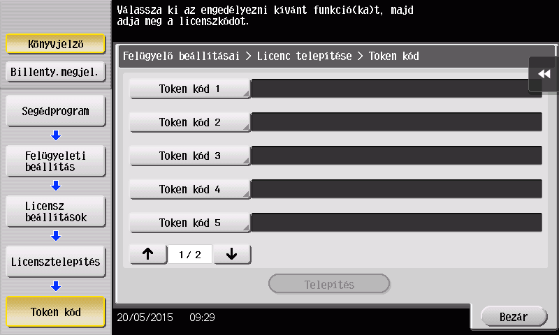 A különleges funkciók használata 4.1 4 Az i-option funkció engedélyezése 1 Készítse elő az i-option programhoz kapott token tanúsítványt.