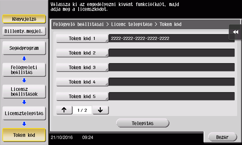 4.1 A különleges funkciók használata 4 Az i-option funkció engedélyezése 1 Készítse elő az i-option programhoz kapott token tanúsítványt.