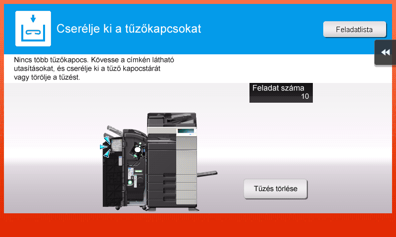 Amikor megjelenik a kellékanyagok cseréjére vagy a tisztítás elvégzésére felszólító üzenet 5.5 5 5.