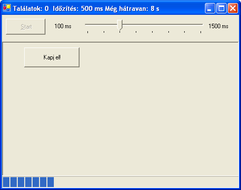 Ugráló gomb Készítsünk egy egyszerű játékprogramot, ami egy mozgó nyomógombot tartalmaz.