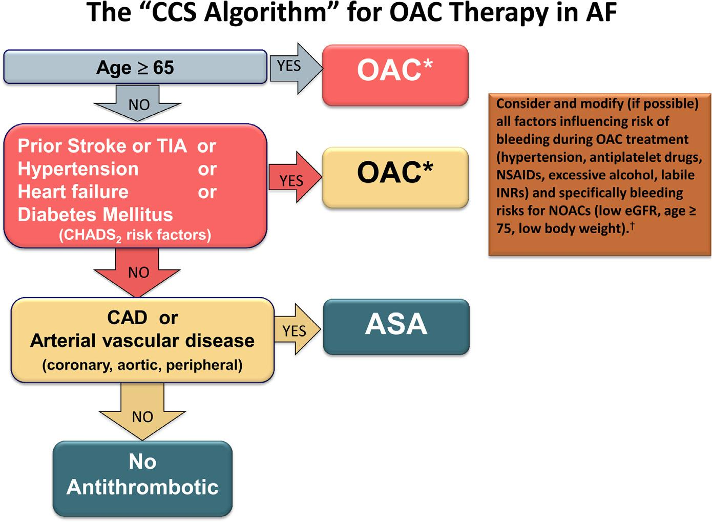 We recommend that when OAC therapy is indicated for patients with nonvalvular AF, most patients should receive dabigatran, rivaroxaban, apixaban, or