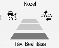 Nyomja meg az E lehetőséget, ekkor a pillanatnyi beállítás jelenik meg a vezetői információs központban. A riasztás érzékenységének módosításához nyomja meg ismét az E gombot.