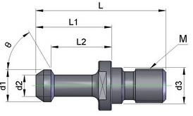2-8-1 BT40 szerszámozás Adatok θ L2 L d1 L1 d2 d3 M MAS 403 BT40 45 28