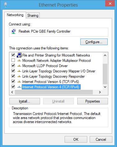5. Érintse meg az Internet Protocol Version 4 (TCP/ IPv4) elemet, majd érintse meg a