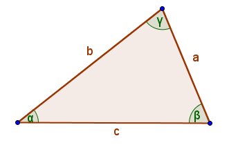 felével egyenlő. T = ab sin γ Szinusztétel: A háromszögben két oldal hosszának aránya a velük szemközti szögek szinuszainak az arányával egyenlő.