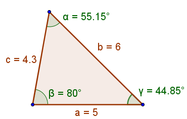 c = a + b ab cos γ = 6 + 64 64 cos 55 4,9 c 6, 58 cm Szintén a koszinusztétel segítségével pedig meghatározhatjuk az egyik ismeretlen szögét.