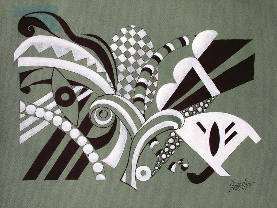 Szabán György: Piacon / György Szabán: At the Market [2013] tus, akril / India ink, acryl [28x33 cm] Fotó: Szabán György ellenpont?