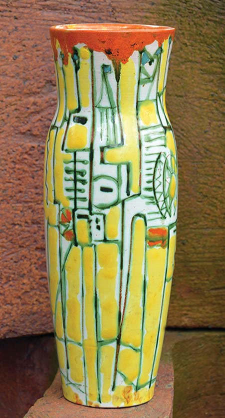 Csekovszky Árpád: Konstruktív váza / Árpád Csekovszky: Constructive Vase 1960-as évek, korongolt, festett, mázas kerámia, 1000 C (Csekovszkygyûjtemény, Budapest) / 1960s, wheeled, painted, glazed