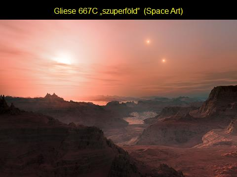 64 Itt a Gliese 581d bolygó egy elképzelt tájképét látjuk.