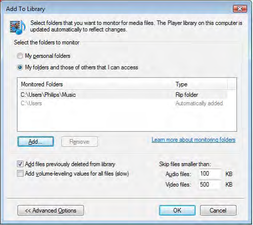 Az újonnan hozzáadott mappa megjelenik az Add To Library (Hozzáadás a könyvtárhoz) ablakban.