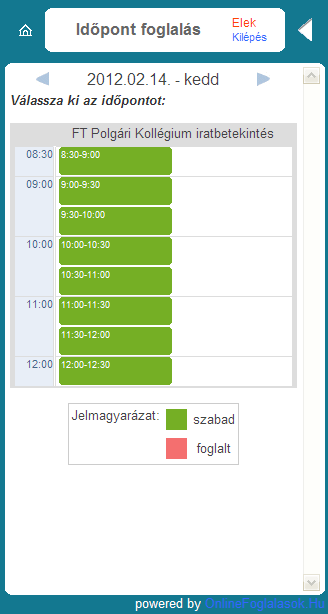 (5. ábra) Az időpont kiválasztását követően a kért ügyiratok számát kell megadni. (6.