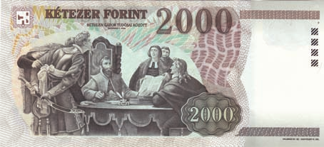 2000 Forint - többszínû, az összhatás barna, vízjeles fehér papíron /mehrfarbig, braune Gesamtwirkung, auf wasserzeichnetem, weissem Papier/ multi-coloured, the general effect is brown, on