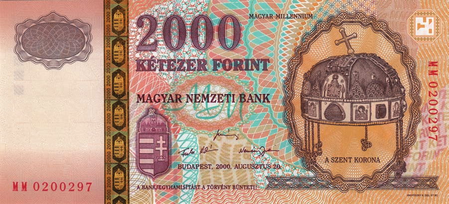 Emlékbankjegy az államalapítás 1000. évfordulója tiszteletére Gedenkbanknote der 1000.