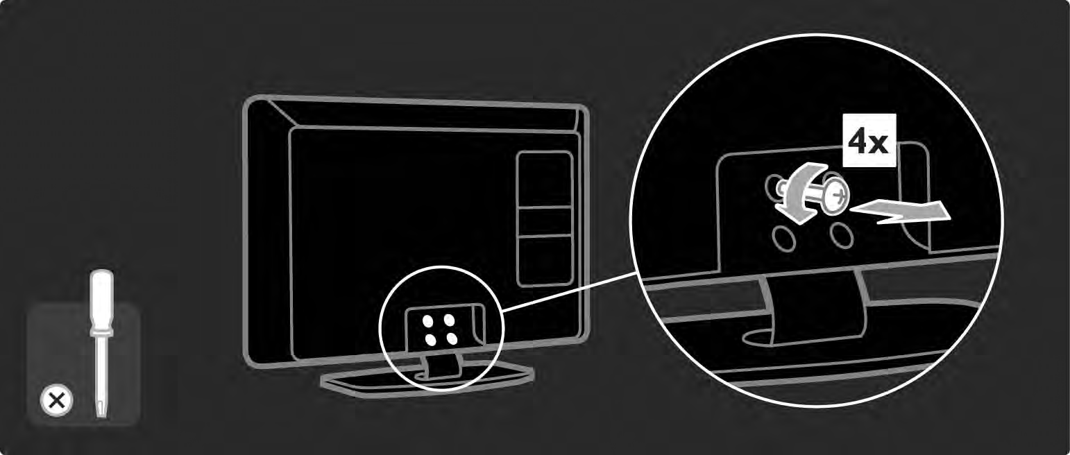1.3.2 A TV-állvány leszerelése Mielőtt leemeli a TV-t az