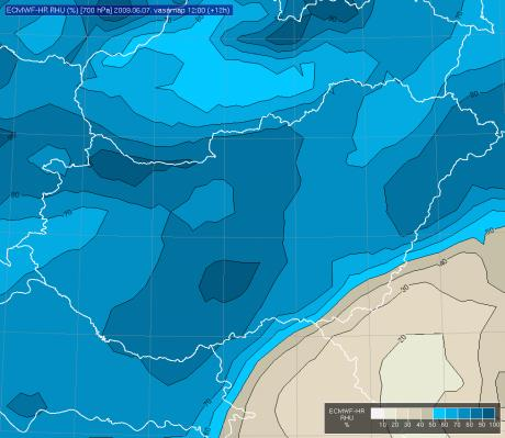 Mindezek mellett a közép és alacsony szintű relatív nedvesség is magas (80-90 %) volt a déli, illetve kora