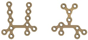 FEJSEBÉSZETI MINI CSONTLEMEZ, T-FORMA FEJSEBÉSZETI MINI CSONTLEMEZ, DUPLA T-FORMA 6 lyukú, normál 90, 25mm T-08.006 5 lyukú, hosszú 90, 25mm T-08.