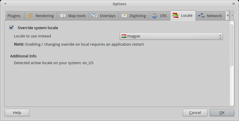 Adatbevitel/módosítás (QGIS) Menü: Geospatial/Desktop GIS/ Quantum GIS Magyar felhasználói felületre áttérés (menüből):