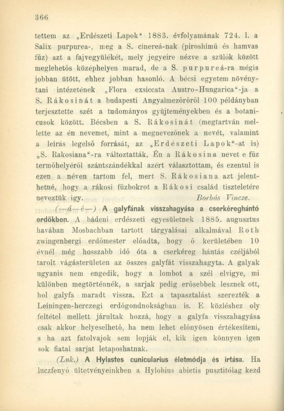 tettem az Erdészeti Lapok* 1883. évfolyamának 724. 1. a Salix purpurea-, meg a S.